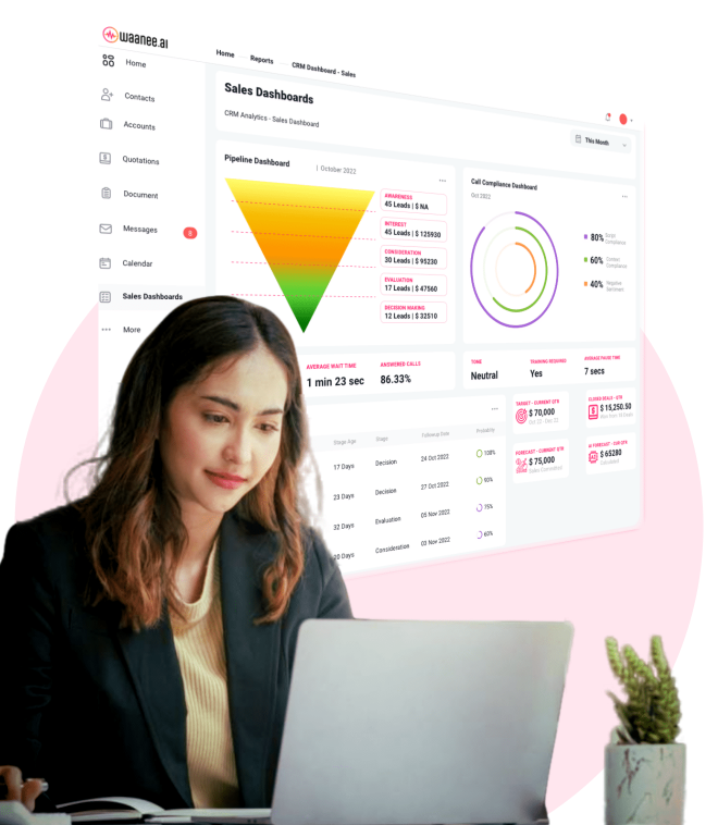 A girl using the waanee.ai ivr software